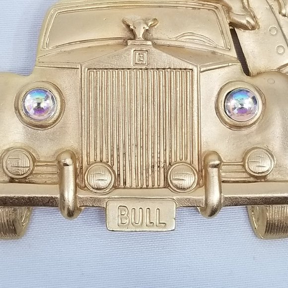 Vintage JJ Brooch Western Bull and Rolls Royce-VGC - Picture 2 of 7